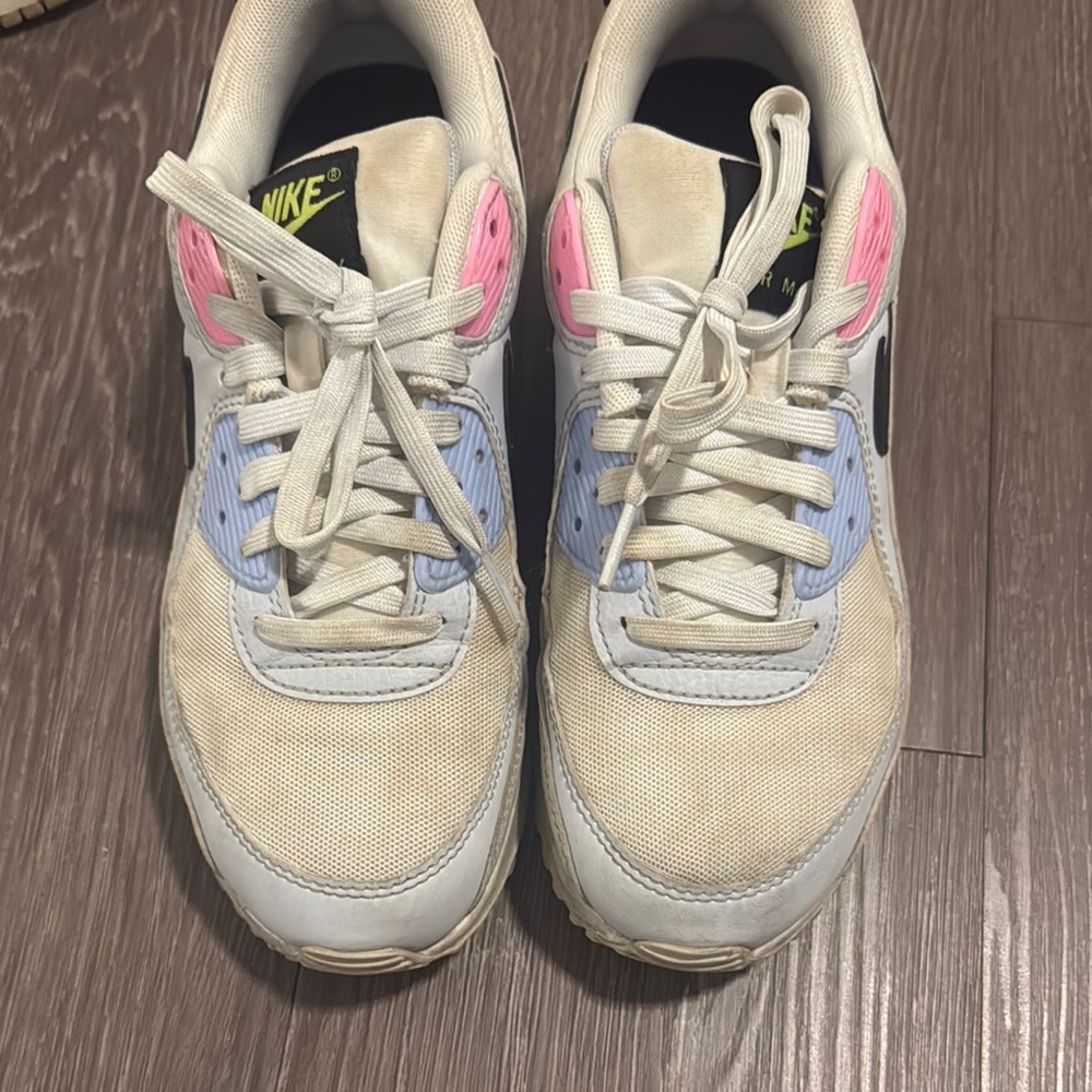 Nike Air Max Sneakers - White with Pink and Blue Accents